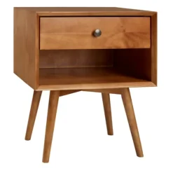 Kirkland's Home Caramel 1-Drawer Mid Century Nightstand- Nightstands