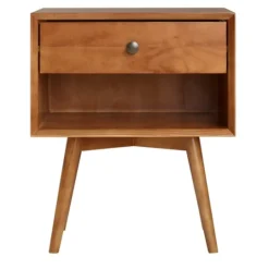 Kirkland's Home Caramel 1-Drawer Mid Century Nightstand- Nightstands