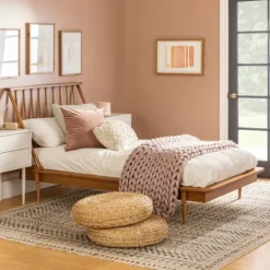 Kirkland's Home Caramel Mid-Century Modern Twin Bed Frame- Beds & Headboards