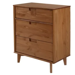Kirkland's Home Caramel Mid-Century Modern 3-Drawer Wood Chest- Dressers & Chests