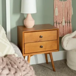 Kirkland's Home Caramel Mid-Century Nightstand- Nightstands