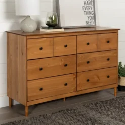 Kirkland's Home Caramel Solid Wood 6-Drawer Dresser- Dressers & Chests