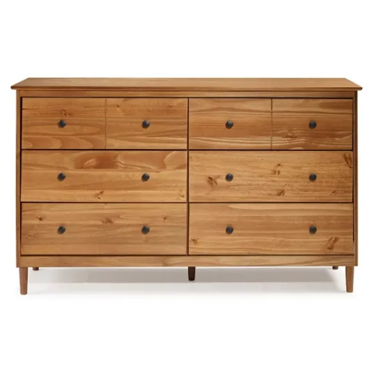 Kirkland's Home Caramel Solid Wood 6-Drawer Dresser- Dressers & Chests