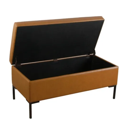 Kirkland's Home Caramel Vegan Leather Storage Bench- Benches & Ottomans