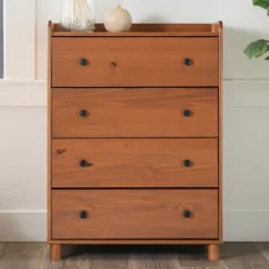Kirkland's Home Caramel Wooden 4-Drawer Dresser- Dressers & Chests