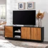 Kirkland's Home Carmel Wood Grooved Doors Tv Stand- Tv Stands & Media Consoles