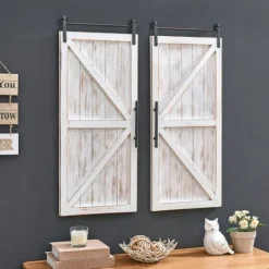 Kirkland's Home Carriage House Wood Barn Door Plaques, Set Of 2- Wall Plaques