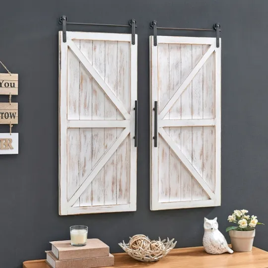 Kirkland's Home Carriage House Wood Barn Door Plaques, Set Of 2- Wall Plaques