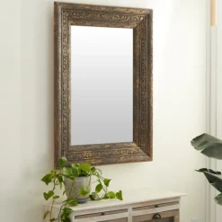 Kirkland's Home Carved Ansanthus Floral Wood Frame Mirror- Decorative Mirrors
