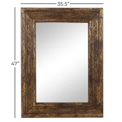 Kirkland's Home Carved Ansanthus Floral Wood Frame Mirror- Decorative Mirrors