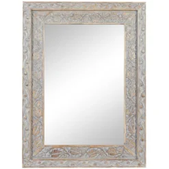 Kirkland's Home Carved Floral Mango Wood Mirror- Decorative Mirrors
