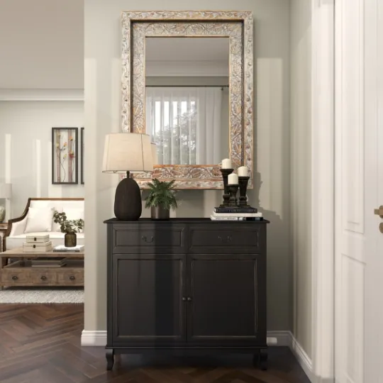Kirkland's Home Carved Floral Mango Wood Mirror- Decorative Mirrors
