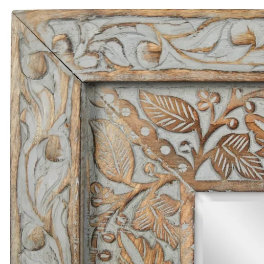Kirkland's Home Carved Floral Mango Wood Mirror- Decorative Mirrors