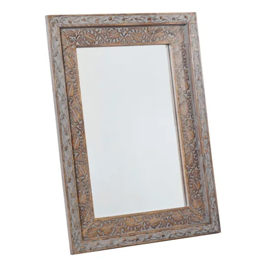 Kirkland's Home Carved Floral Mango Wood Mirror- Decorative Mirrors