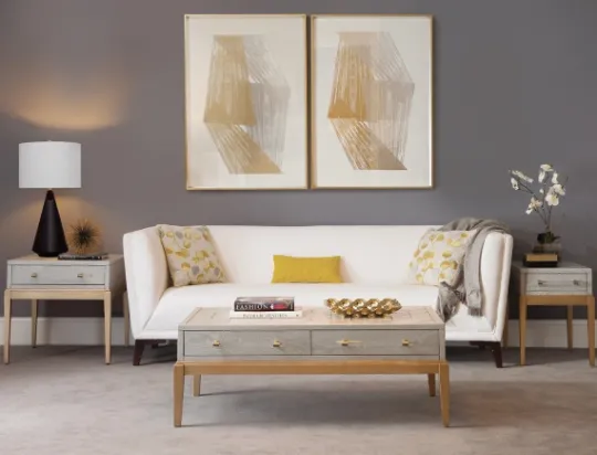 Kirkland's Home Carved Graphite And Gold 2-Drawer Coffee Table- Coffee Tables