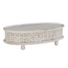 Kirkland's Home Carved Lattice Wood Oval Coffee Table- Coffee Tables