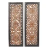 Kirkland's Home Carved Mahogany 2-Pc. Floral Motif Plaque Set- Wall Plaques
