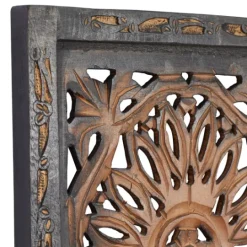 Kirkland's Home Carved Mahogany 2-Pc. Floral Motif Plaque Set- Wall Plaques