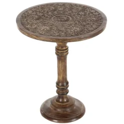Kirkland's Home Carved Mandala Mango Wood Accent Table- Accent & End Tables