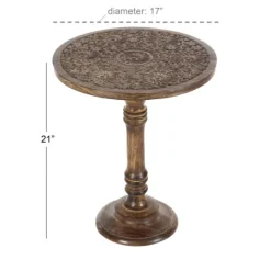 Kirkland's Home Carved Mandala Mango Wood Accent Table- Accent & End Tables