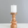 Kirkland's Home Carved Natural Mango Wood Candle Holder, 8 In.- Candle Holders
