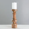 Kirkland's Home Carved Natural Mango Wood Candle Holder, 12 In.- Candle Holders