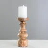 Kirkland's Home Carved Natural Mango Wood Candle Holder, 10 In.- Candle Holders
