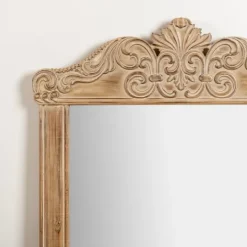Kirkland's Home Carved Scroll Pine Wood Leaner Mirror- Full Length & Floor Mirrors