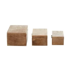 Kirkland's Home Carved Wood Decorative Boxes, Set Of 3- Baskets & Boxes