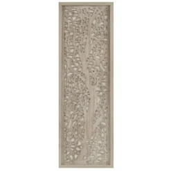 Kirkland's Home Carved Wood Laurel Branches Panel Wall Plaque- Wall Plaques