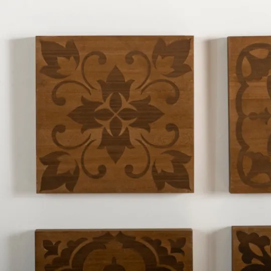 Kirkland's Home Carved Wood Patterned Wall Plaques, Set Of 4- Wall Plaques