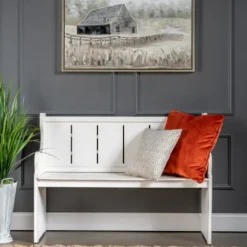 Kirkland's Home Carved Wood Pew Bench- Entryway Furniture