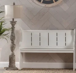 Kirkland's Home Carved Wood Pew Bench- Entryway Furniture