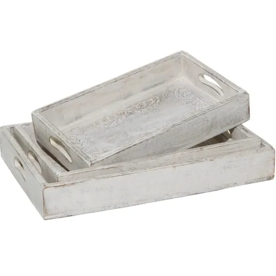 Kirkland's Home Carved Wood Trays, Set Of 3- Decorative Trays