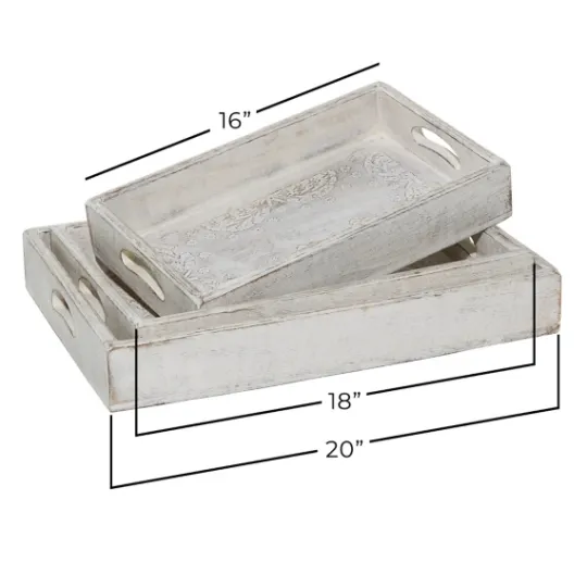 Kirkland's Home Carved Wood Trays, Set Of 3- Decorative Trays