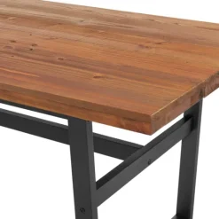 Kirkland's Home Cedar Wood And Black Metal Dining Table- Dining Tables