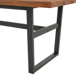 Kirkland's Home Cedar Wood And Black Metal Dining Table- Dining Tables