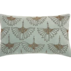 Kirkland's Home Celadon Beaded Floral Motif Lumbar Pillow- Pillows