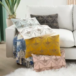 Kirkland's Home Celadon Beaded Floral Motif Lumbar Pillow- Pillows