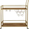 Kirkland's Home Celeste Gold Metal And Wood Bar Cart- Kitchen Islands & Bar Carts