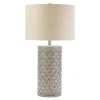 Kirkland's Home Ceramic Embossed Geometric Table Lamp- Table Lamps