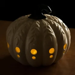 Kirkland's Home Ceramic Leaf Pre-Lit Pumpkin Lantern- Lanterns