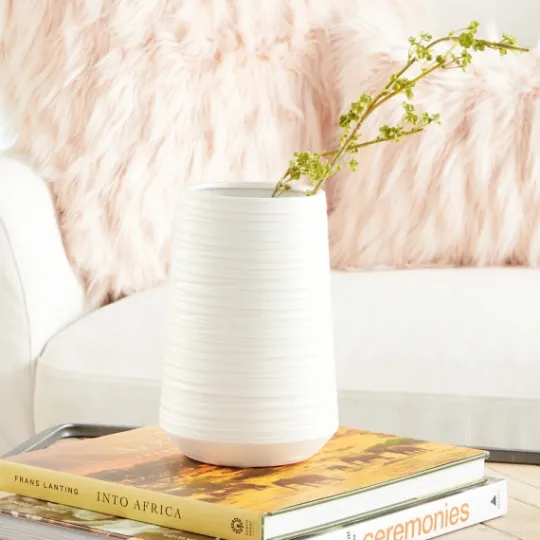 Kirkland's Home Ceramic Ribbed Vase, 9 In.- Vases