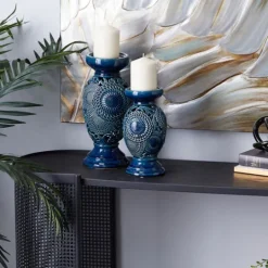 Kirkland's Home Ceramic Tiered Base Candle Holders, Set Of 2- Candle Holders