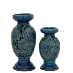 Kirkland's Home Ceramic Tiered Base Candle Holders, Set Of 2- Candle Holders
