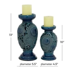 Kirkland's Home Ceramic Tiered Base Candle Holders, Set Of 2- Candle Holders