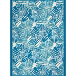 Kirkland's Home Cerulean Botanical Shells Outdoor Area Rug, 5X7- Outdoor Rugs