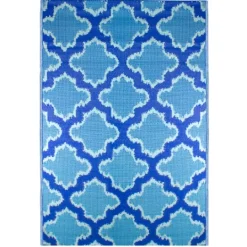 Kirkland's Home Cerulean Quatrefoil Outdoor Area Rug, 4X6- Outdoor Rugs