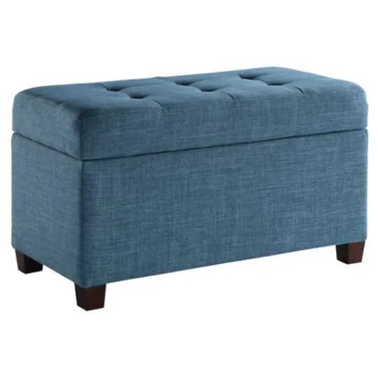 Kirkland's Home Cerulean Tufted Upholstered Storage Ottoman- Benches & Ottomans