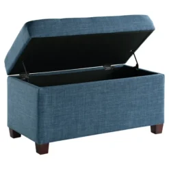 Kirkland's Home Cerulean Tufted Upholstered Storage Ottoman- Benches & Ottomans